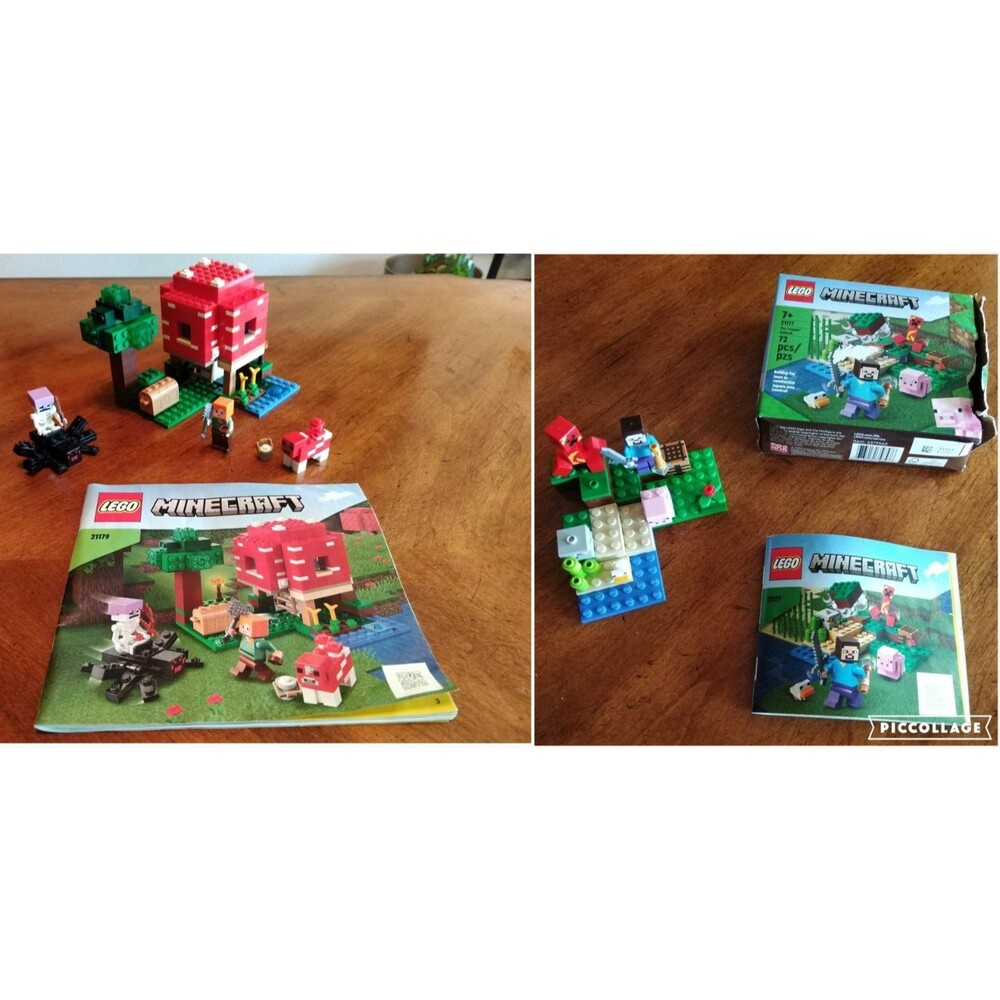 Lego Minecraft 21179 And 21177 The Creeper Ambush And Mushroom House No Box